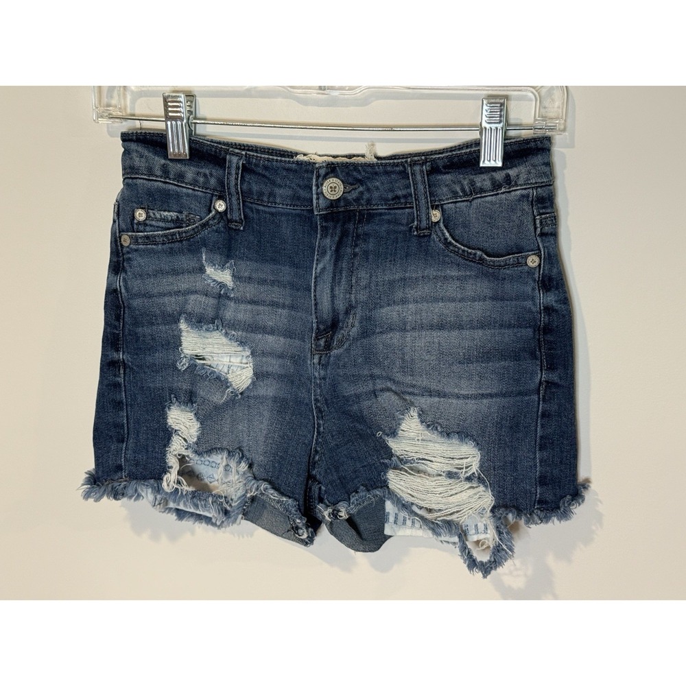 Altar'd State Women's Denim‎ Shorts Distressed Raw Hem Peek A Boo Pockets 25 / 1